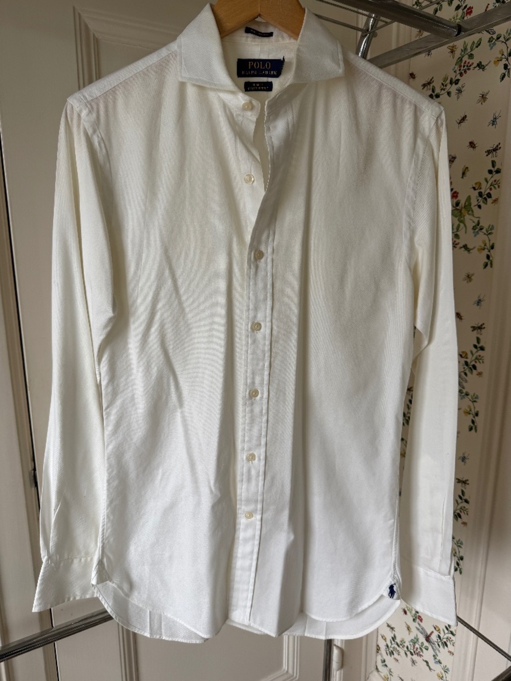 Polo Ralph Lauren Slim Fit White Dress Shirt Italian Fabric Size 14.5 / 37